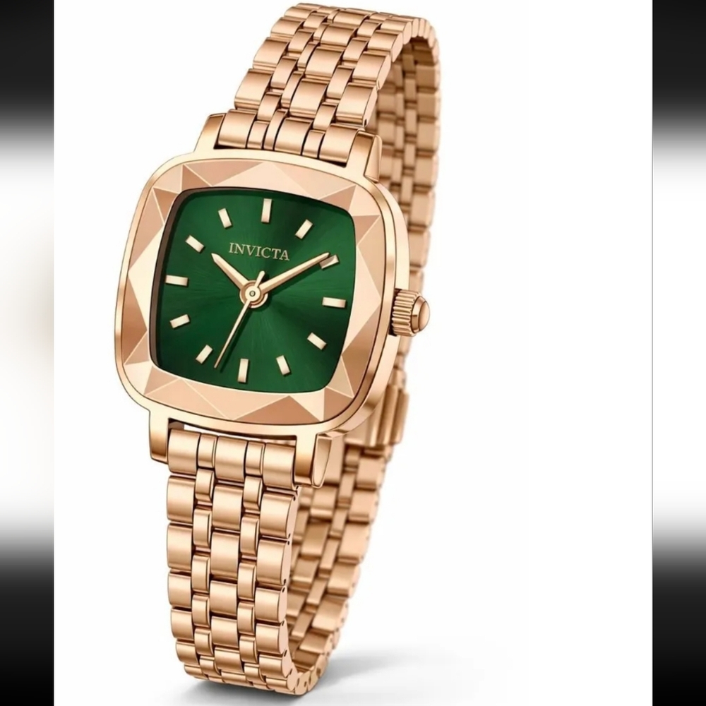 Invicta Rose Gold Watch with Green Dial